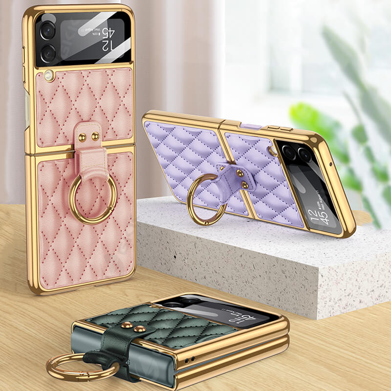Luxury Leather Electroplating Diamond Protective Cover For Samsung Galaxy Z Flip 3 5G - GiftJupiter