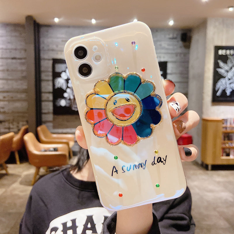 Sunflower Smiley Face iPhone Case