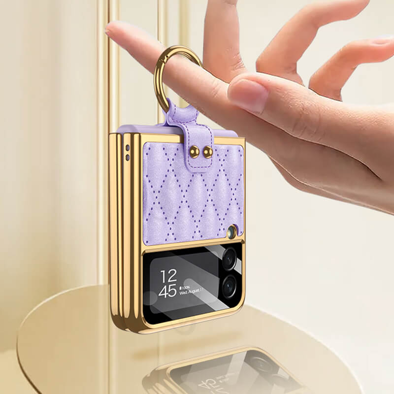 Luxury Leather Electroplating Diamond Protective Cover For Samsung Galaxy Z Flip 3 5G - GiftJupiter