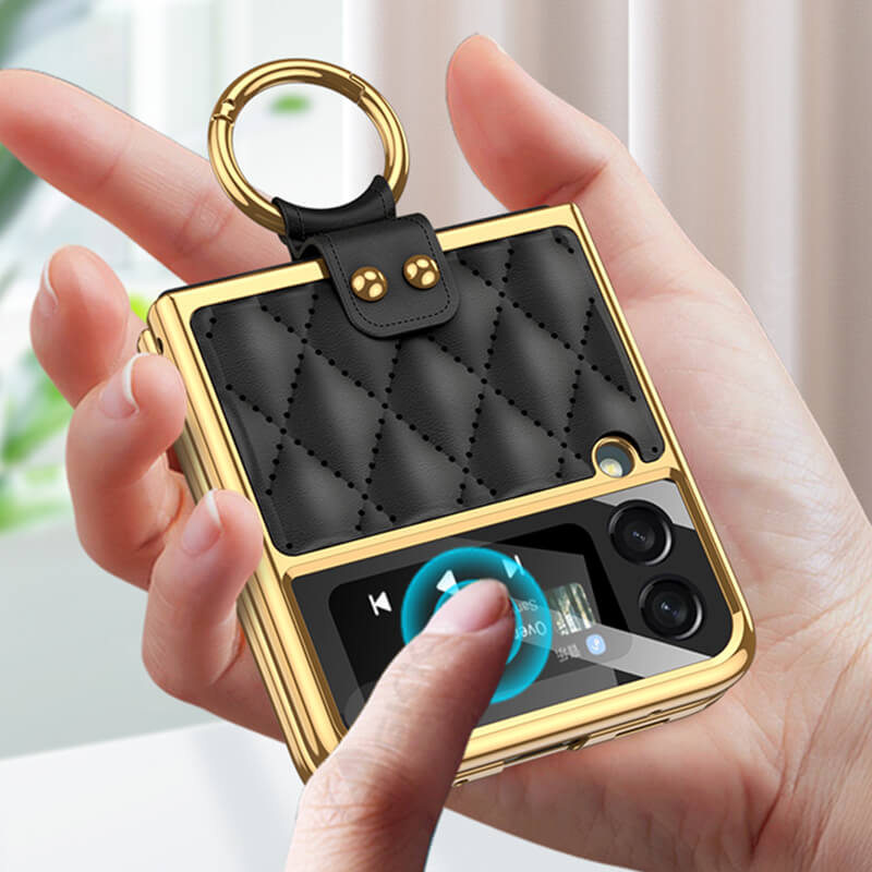 Luxury Leather Electroplating Diamond Protective Cover For Samsung Galaxy Z Flip 3 5G - GiftJupiter
