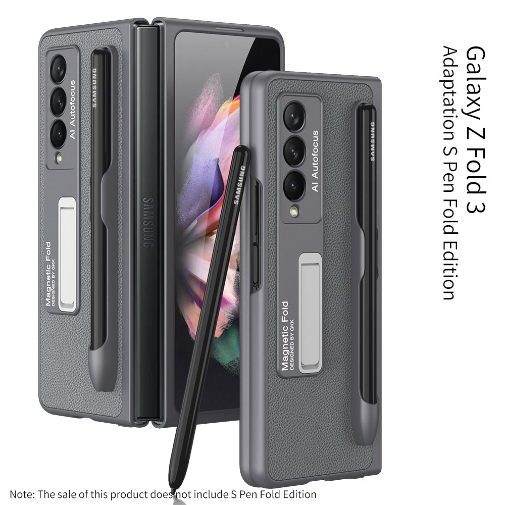 Luxury Leather Holder S Pen Slot Case for Samsung Galaxy Z Fold3