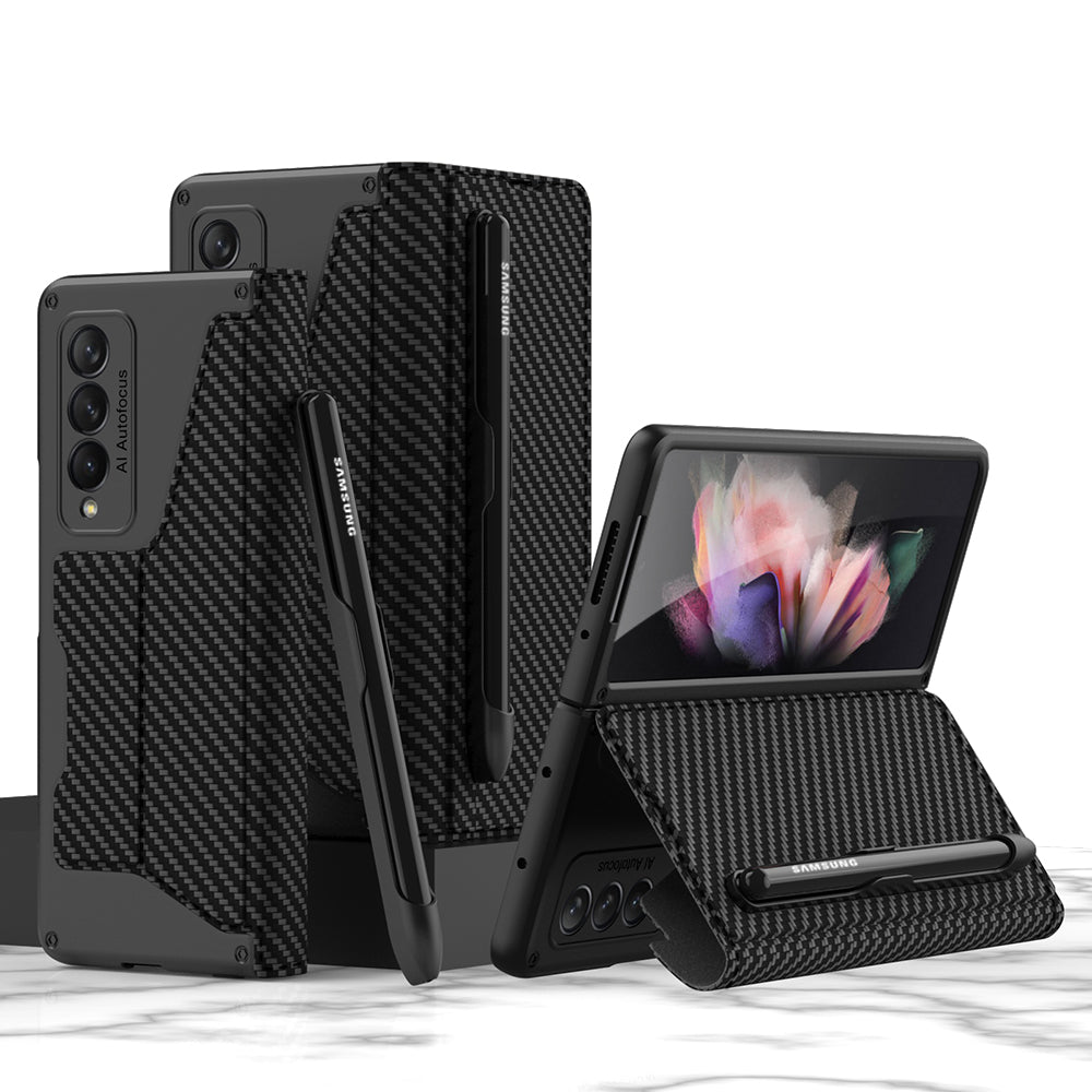 Armor Leather S Pen Slot Holder Case For Samsung Galaxy Z Fold3