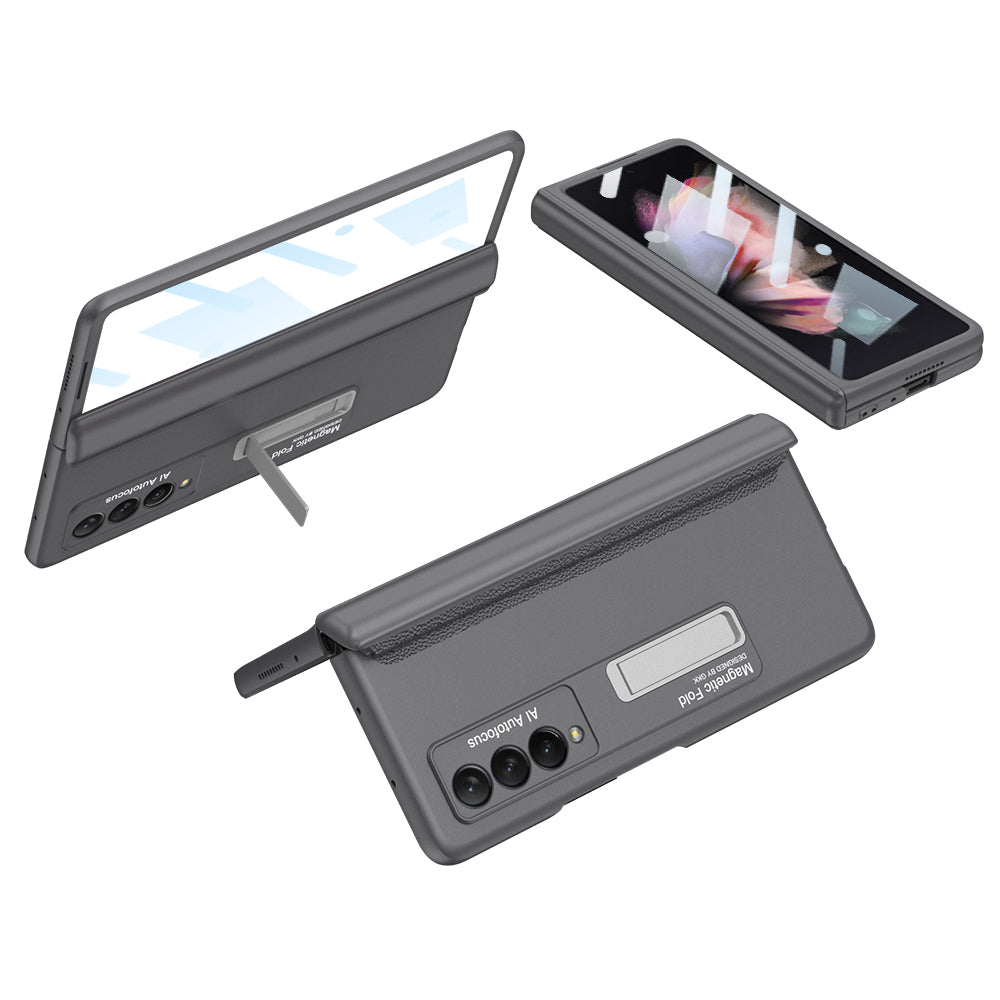 Magnetic Hinge Metal Stand Screen Protector Case For Samsung Galaxy Z Fold3