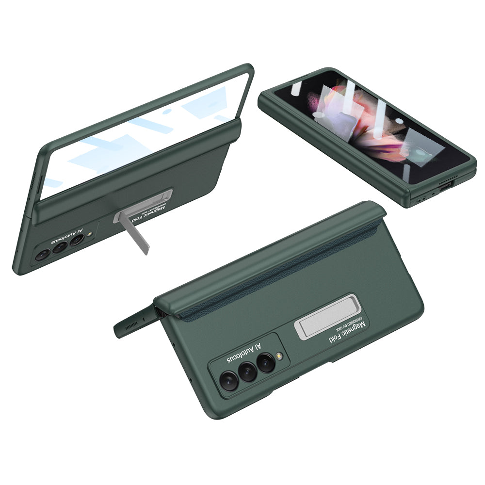 Magnetic Hinge Metal Stand Screen Protector Case For Samsung Galaxy Z Fold3