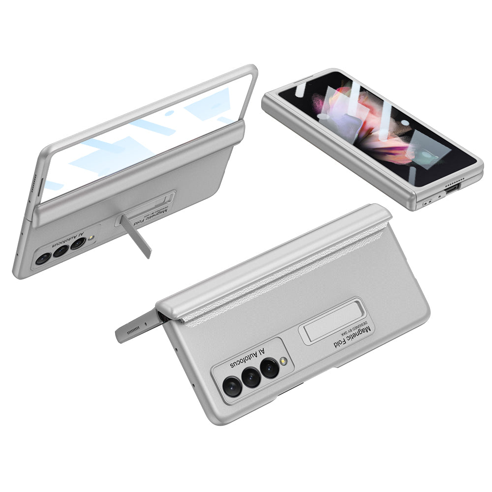 Magnetic Hinge Metal Stand Screen Protector Case For Samsung Galaxy Z Fold3