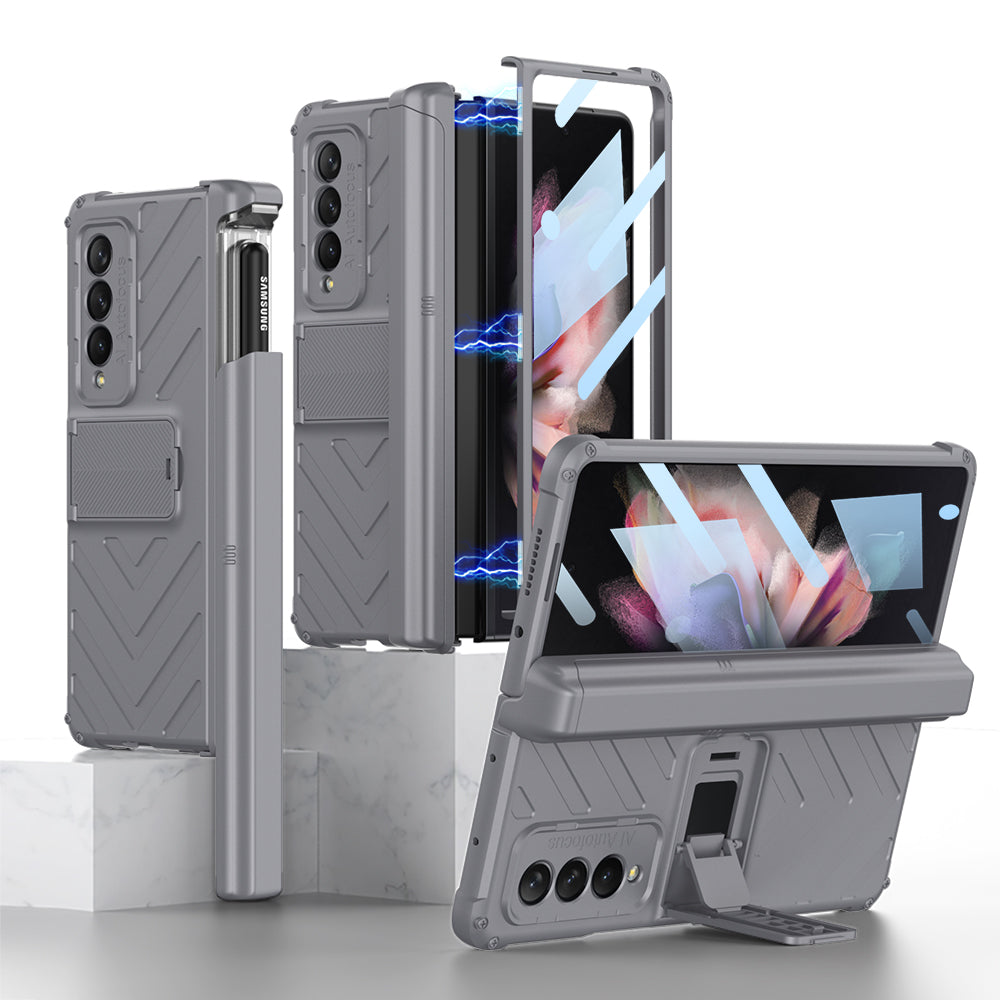 Armor Magnetic Hinge Slide S Pen Slot Screen Protector Case for Samsung Galaxy Z Fold3
