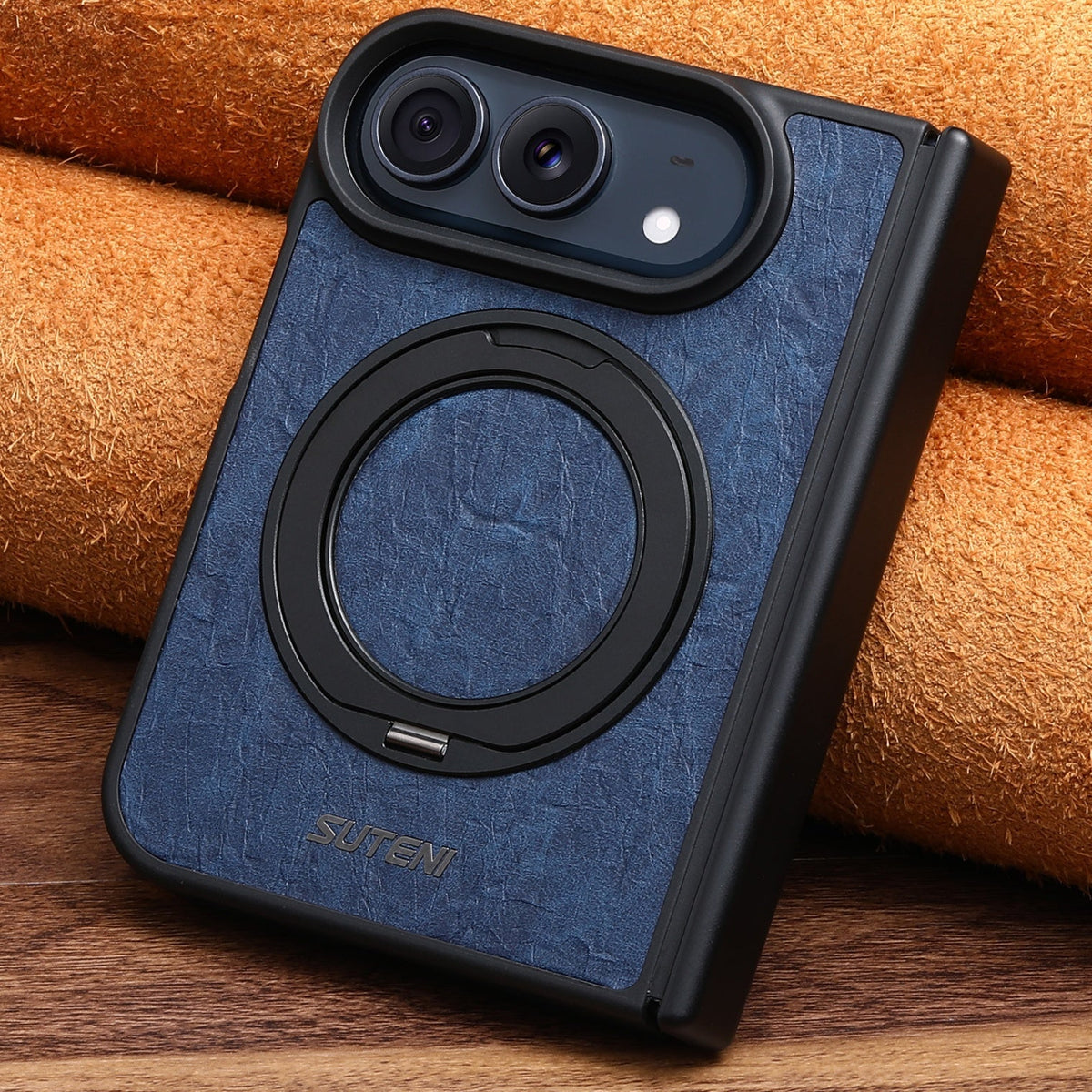 iPhone Duo | Vintage Magnetic Leather Case with Folding Ring Stand
