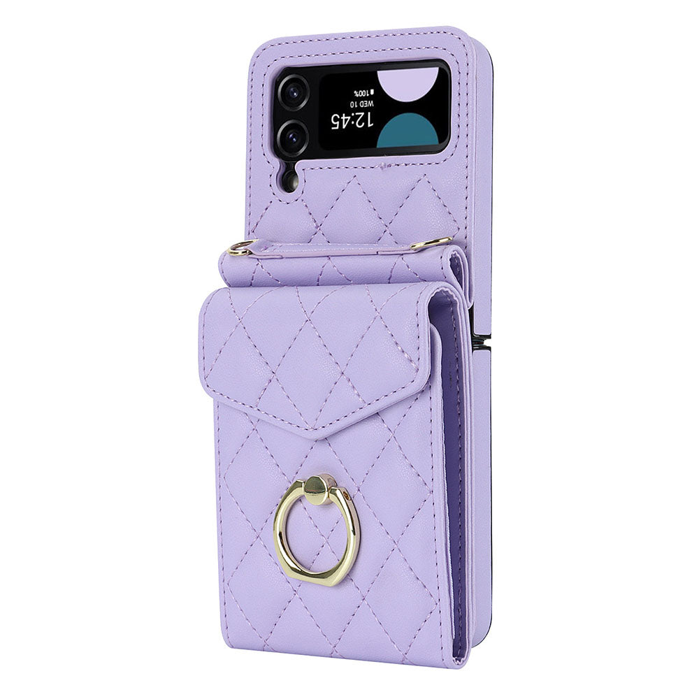 Accordion Leather Card Holder Crossbody For Samsung Galaxy Z Flip3/4/5 Case