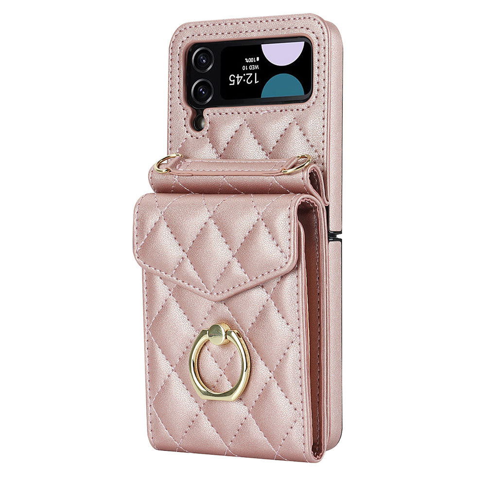 Accordion Leather Card Holder Crossbody For Samsung Galaxy Z Flip3/4/5 Case