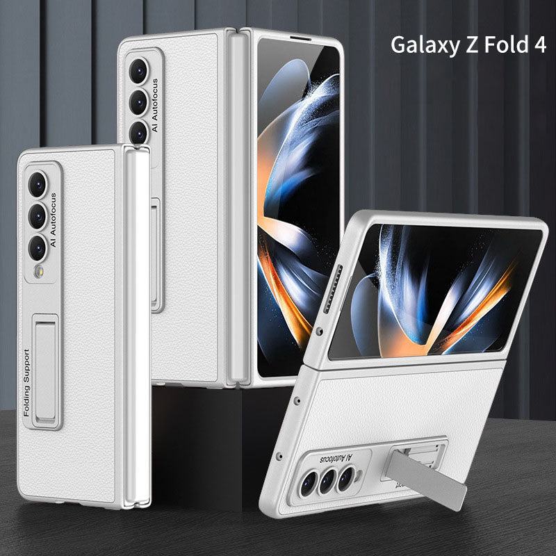 Business Ultra-thin Plain Leather Drop-resistant Case For Samsung Galaxy Fold4