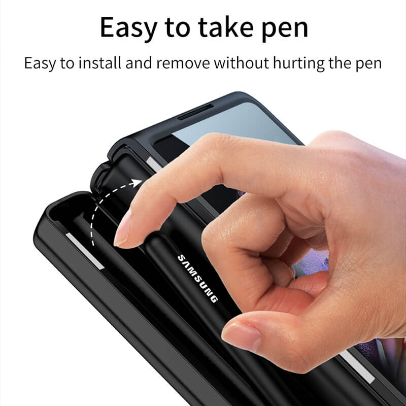 Magnetic Hinge Metal Bracket Screen Protector Film S Pen Slot Case for Galaxy Z Fold3