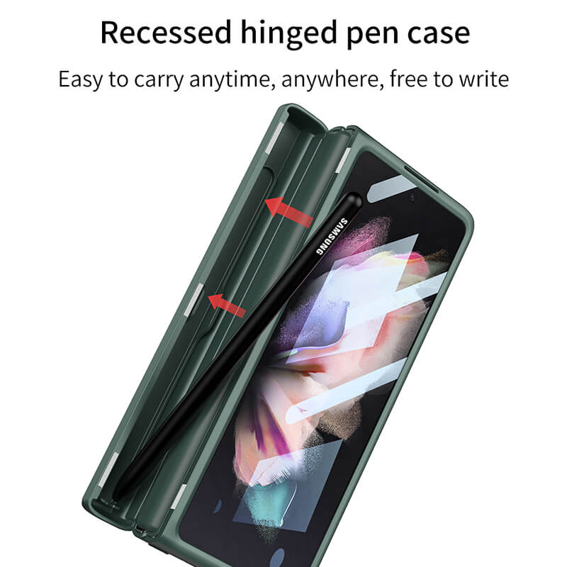 Magnetic Hinge Metal Bracket Screen Protector Film S Pen Slot Case for Galaxy Z Fold3