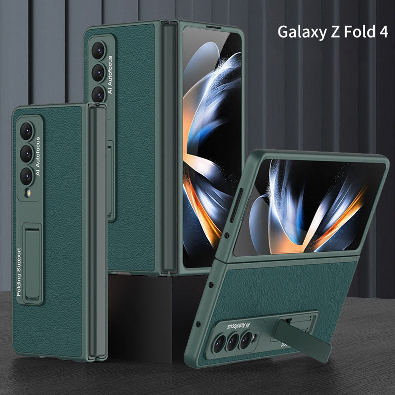 Business Ultra-thin Plain Leather Drop-resistant Case For Samsung Galaxy Fold4