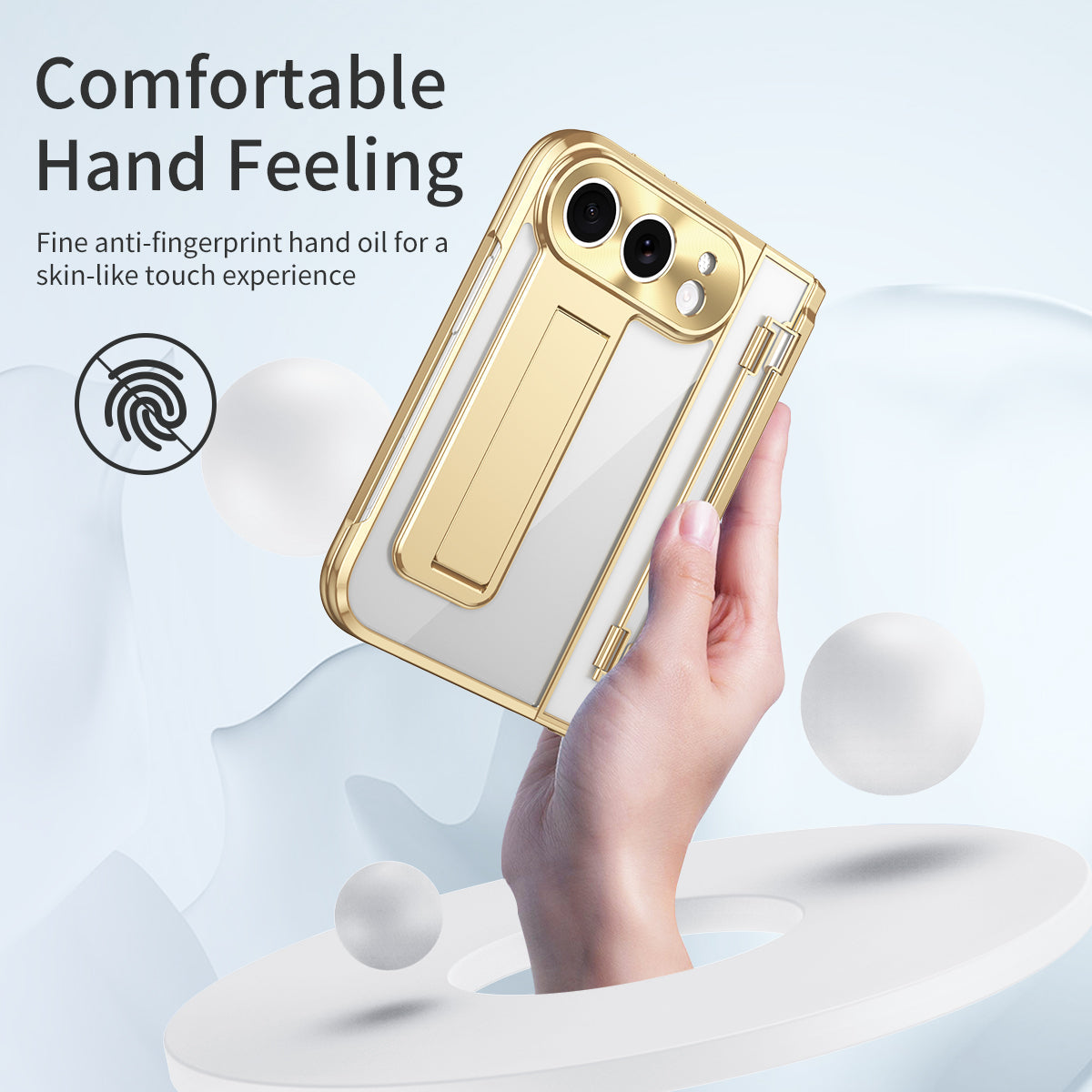 iPhone Duo | Clear Case with Hidden Kickstand, Hinge Protection & Glass Front
