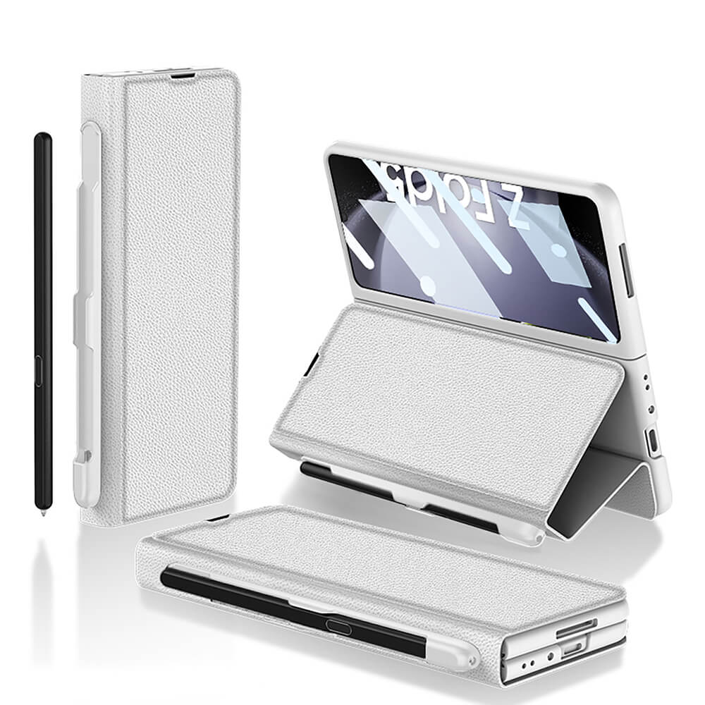 Business Flip Leather Case S Pen Slot for Samsung Galaxy Z Fold 3/4/5