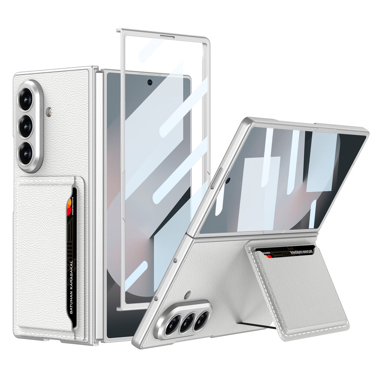 Card Bag Holder Tempered Film Integrated Leather Case for Galaxy Z Fold5