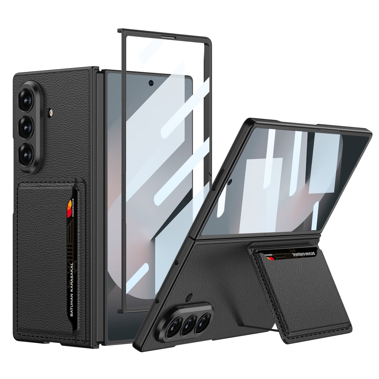 Card Bag Holder Tempered Film Integrated Leather Case for Galaxy Z Fold5