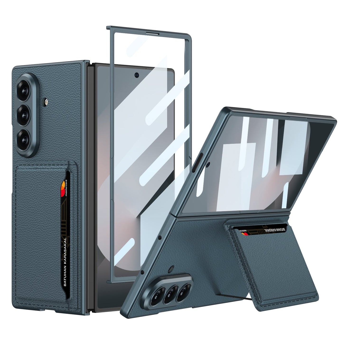 Card Bag Holder Tempered Film Integrated Leather Case for Galaxy Z Fold5