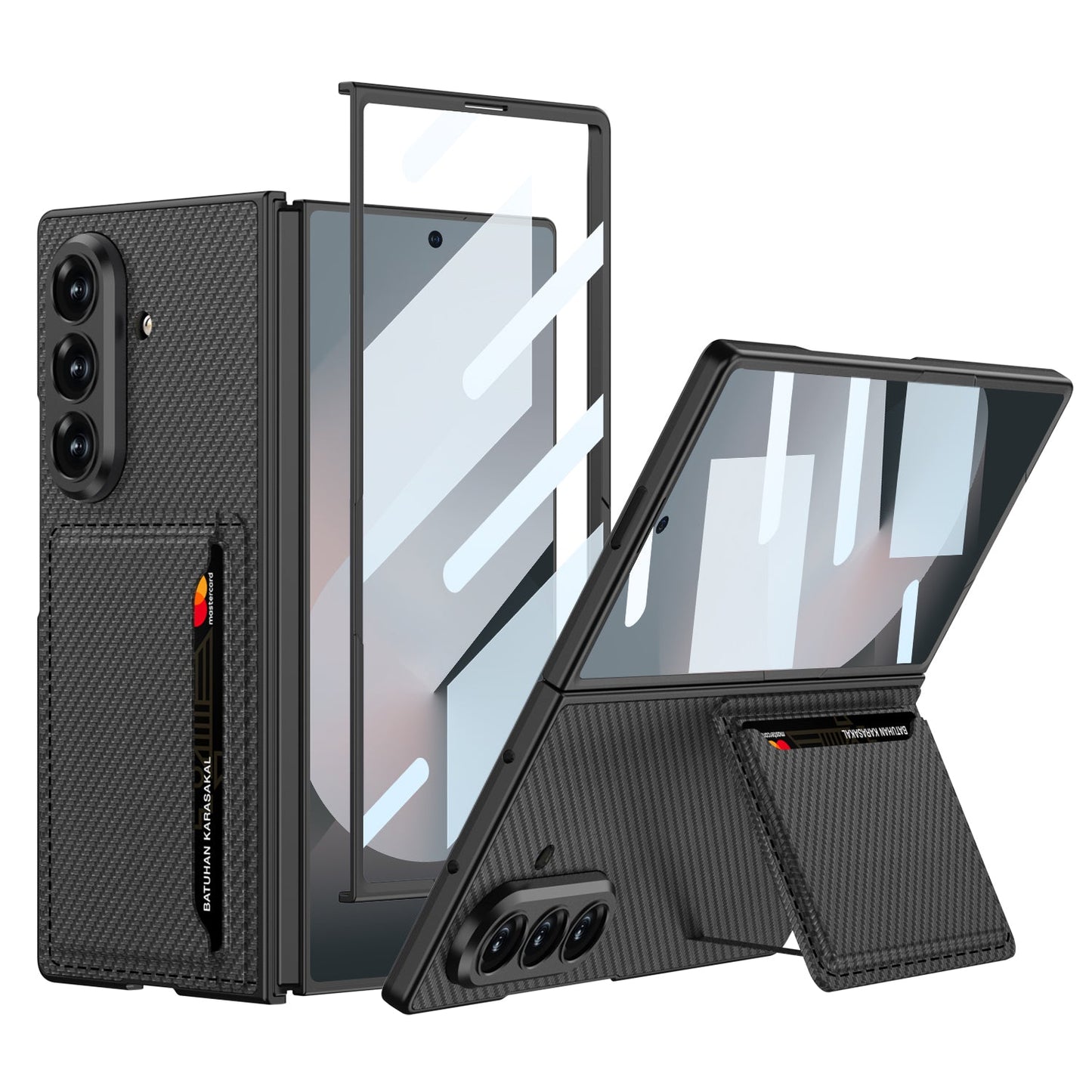 Card Bag Holder Tempered Film Integrated Leather Case for Galaxy Z Fold5