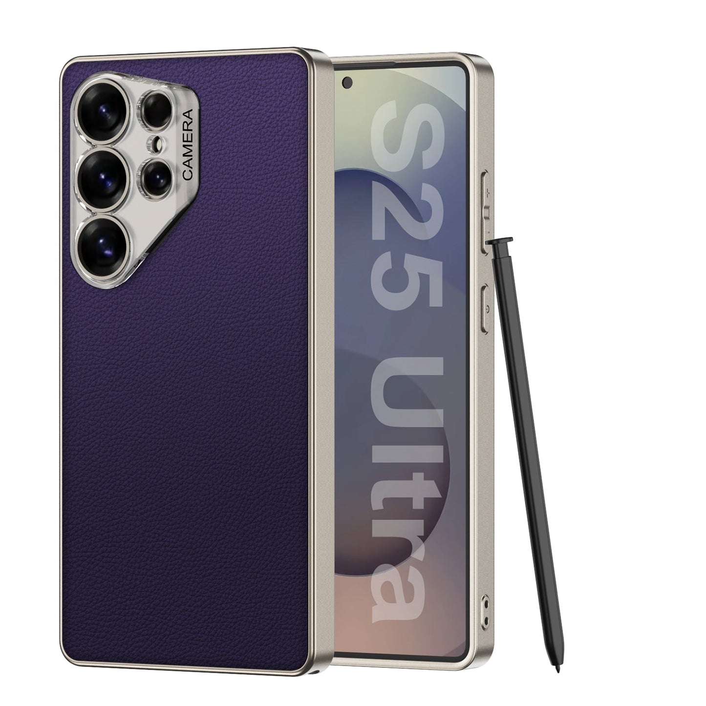 Ultra Thin Camera Lens Protector Leather Case for Galaxy S23 Ultra