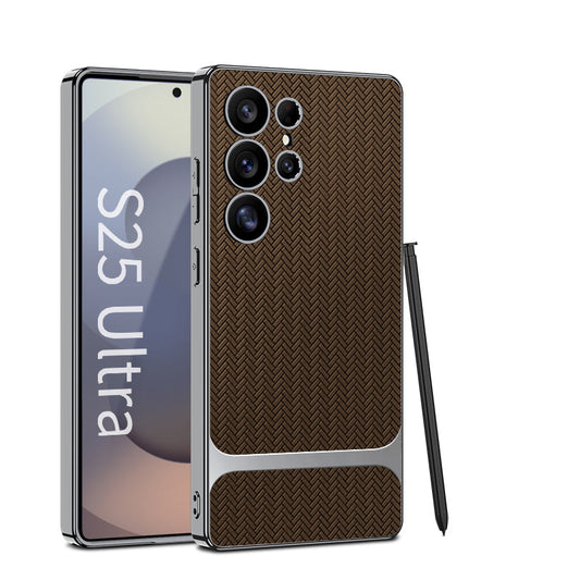 Wood Grain Spliced Leather Case for Galaxy S23 Ultra