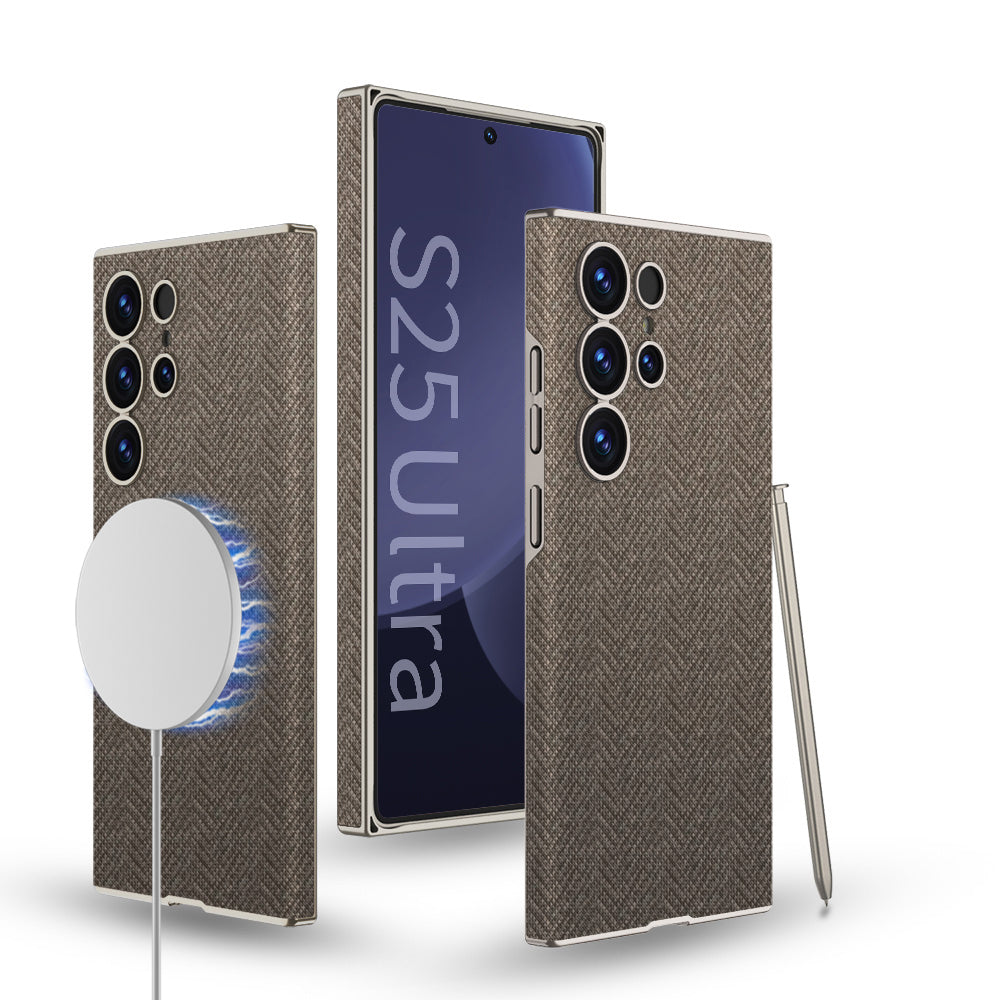 Built-in Magnetic Leather Case for Galaxy S23 Ultra