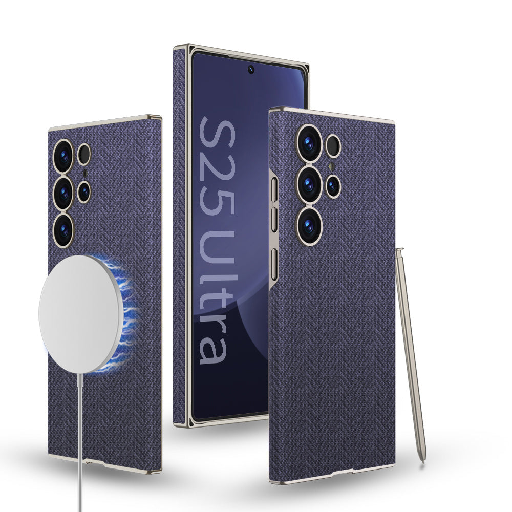 Built-in Magnetic Leather Case for Galaxy S23 Ultra