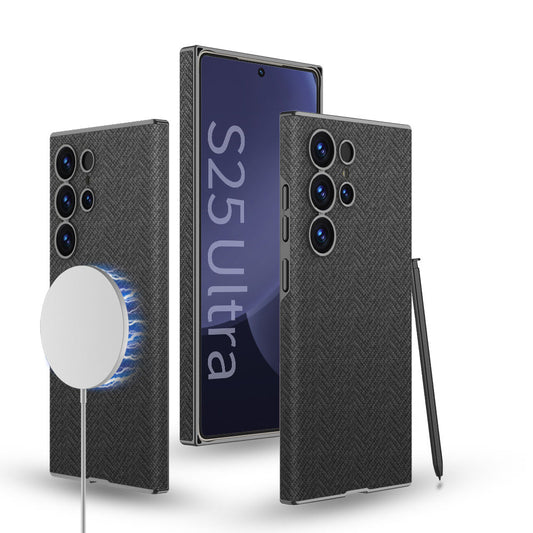Built-in Magnetic Leather Case for Galaxy S23 Ultra