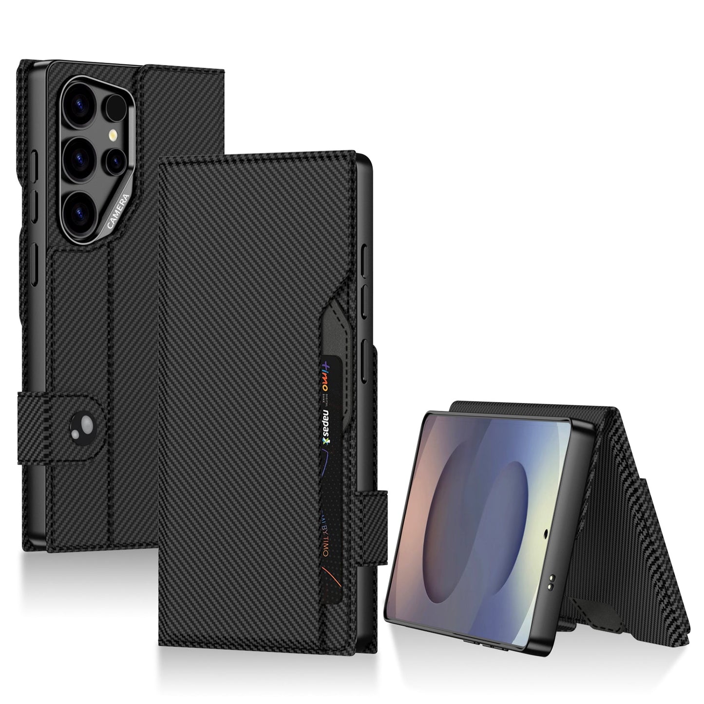 Premium Leather Wallet Card Holder Case with Magnetic Flap Button for Galaxy S23 Ultra