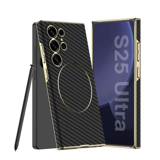 Magnetic Electroplated Leather Case for Galaxy S23 Ultra
