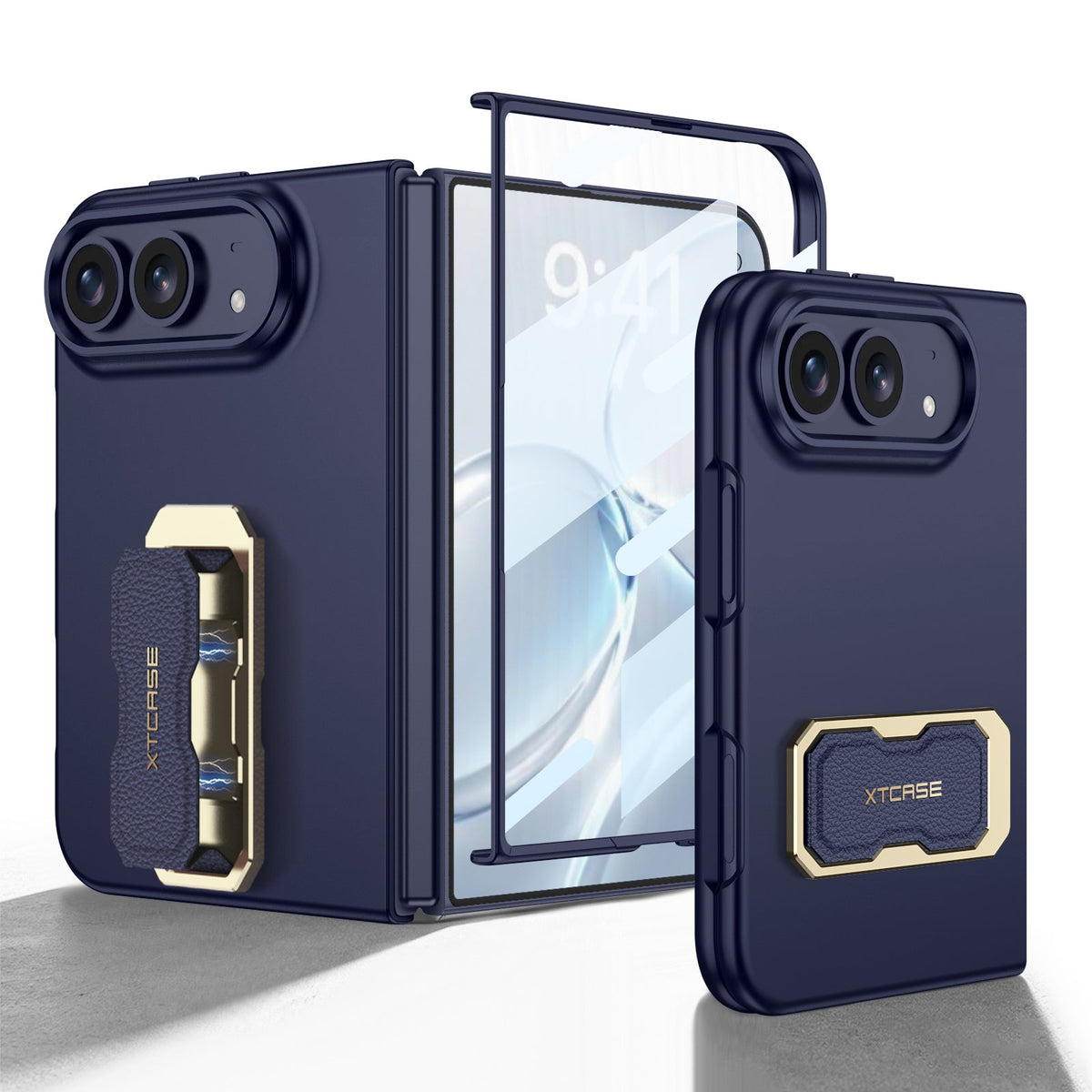iPhone Duo | Slim Full?Coverage Phone Case Built-in Tempered Glass Film & Magnetic Finger?Ring Grip