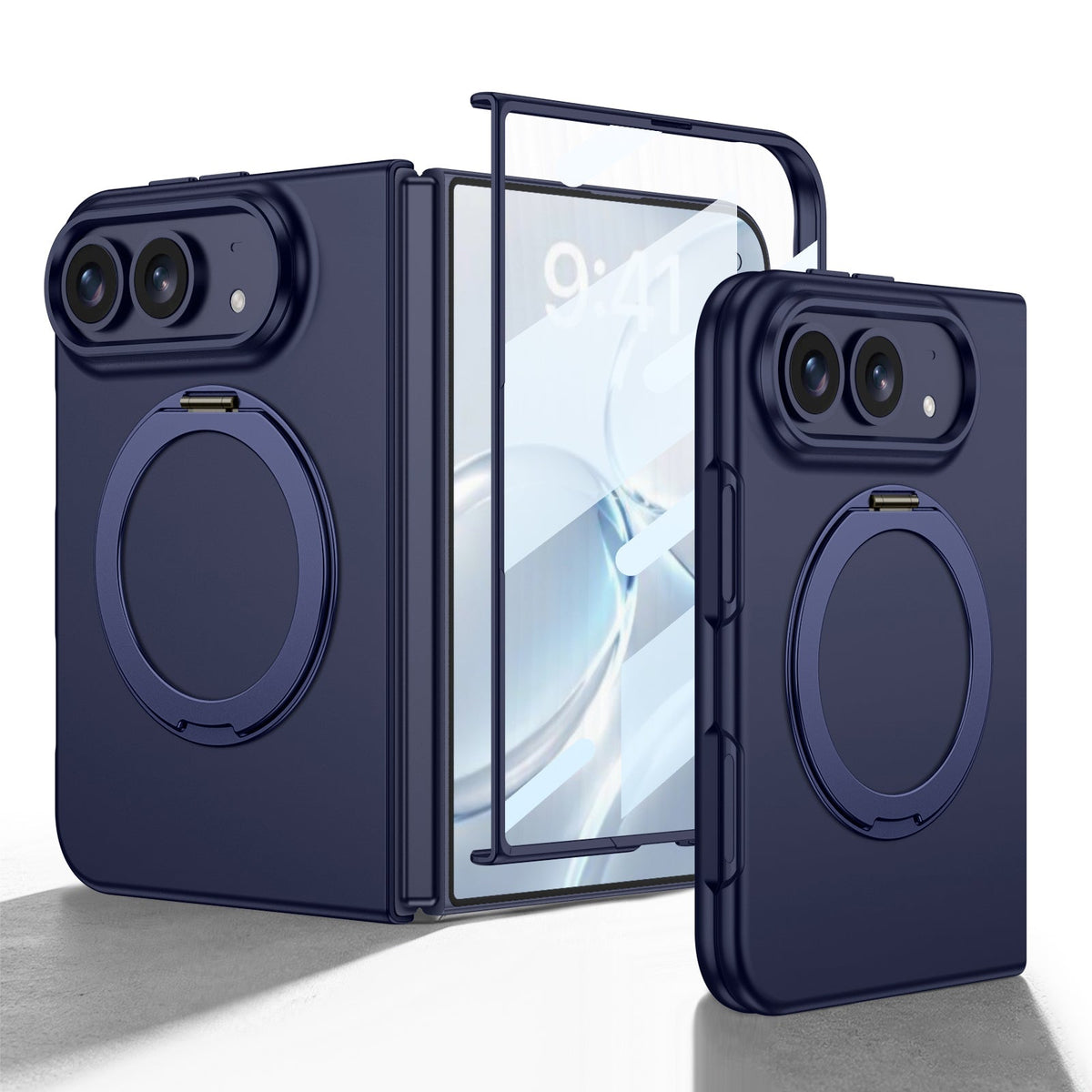 iPhone Duo | Slim Full?Coverage Phone Case Built-in Tempered Glass Film & 360?? Rotatable Magnetic Ring Kickstand