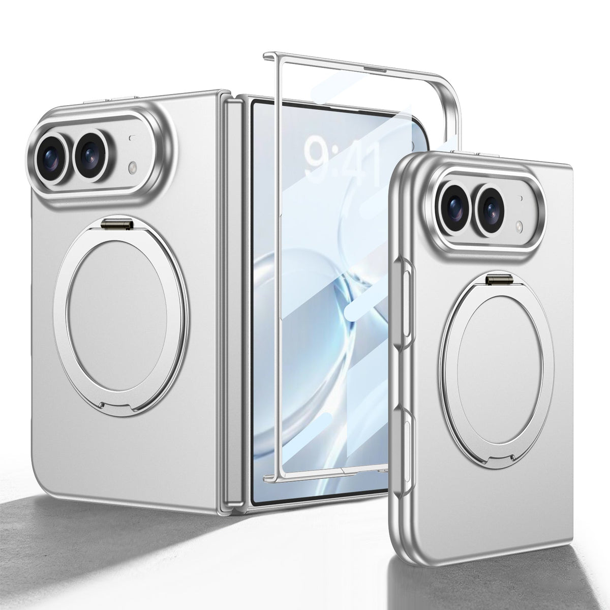 iPhone Duo | Slim Full?Coverage Phone Case Built-in Tempered Glass Film & 360?? Rotatable Magnetic Ring Kickstand