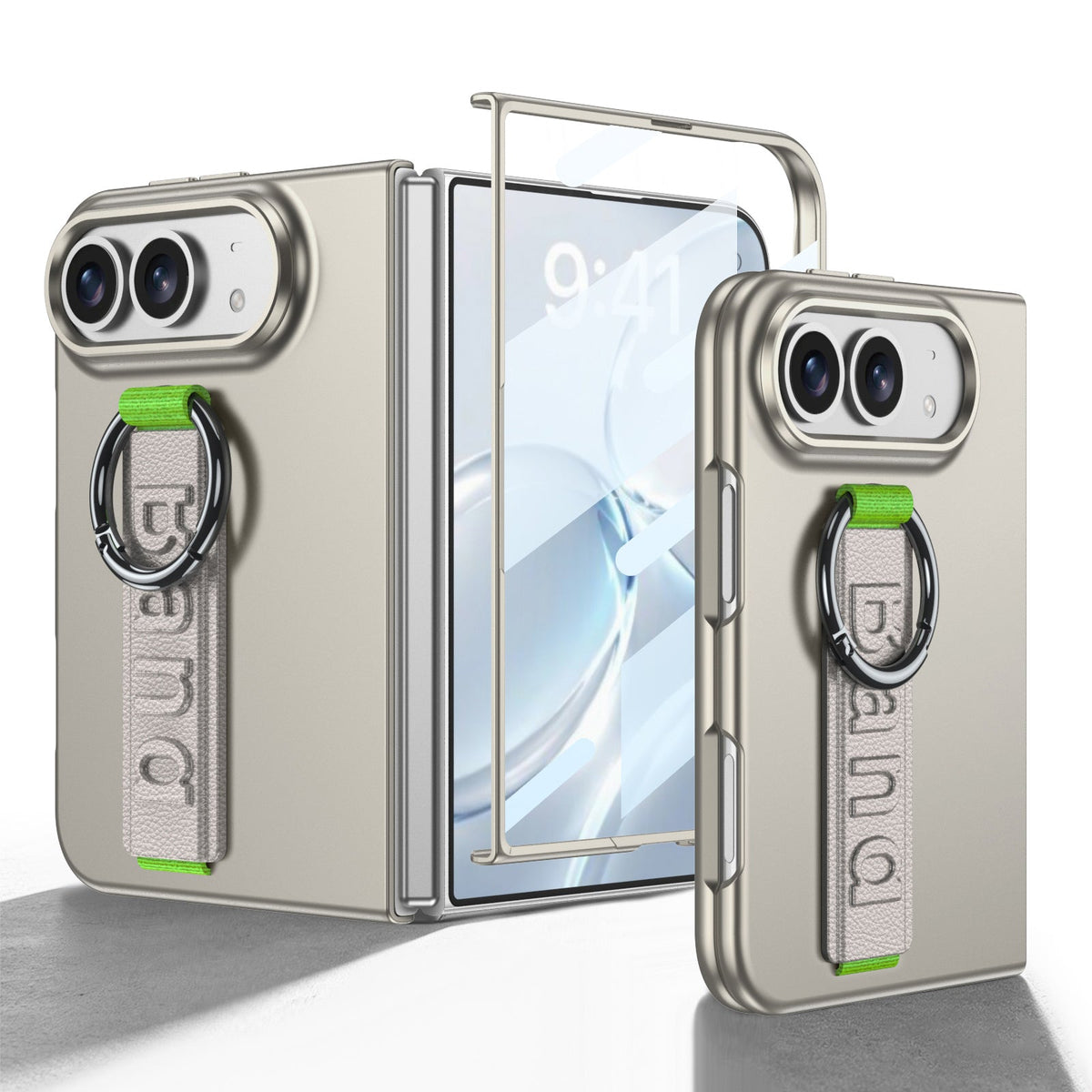 iPhone Duo | Slim Full?Coverage Phone Case Built-in Tempered Glass Film & Wrist Strap with Finger Ring Grip