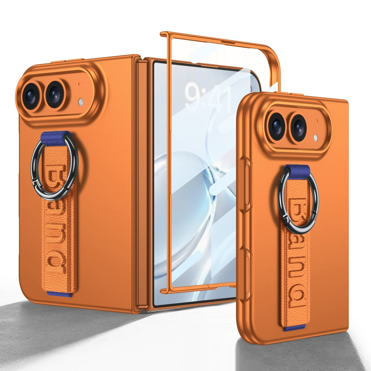 iPhone Duo | Slim Full?Coverage Phone Case Built-in Tempered Glass Film & Wrist Strap with Finger Ring Grip