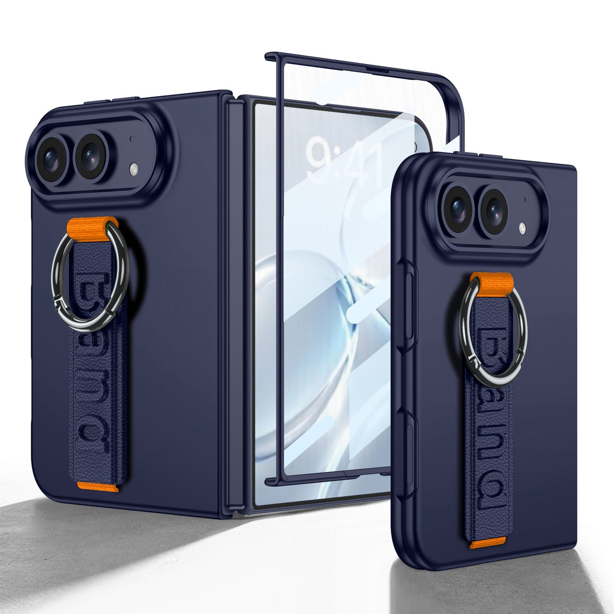 iPhone Duo | Slim Full?Coverage Phone Case Built-in Tempered Glass Film & Wrist Strap with Finger Ring Grip