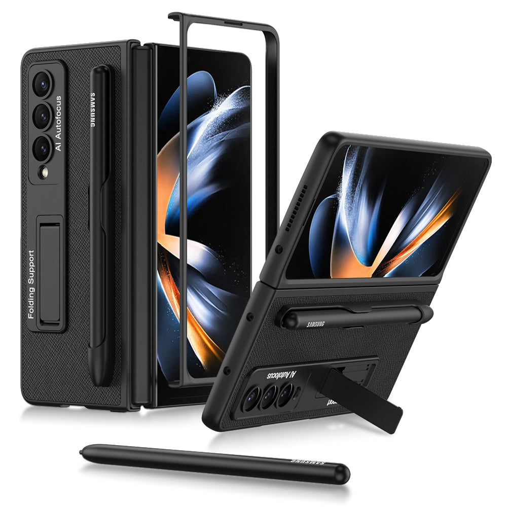Leather Magnetic Adjustable Kickstand S Pen Slot Case for Galaxy Z Fold4