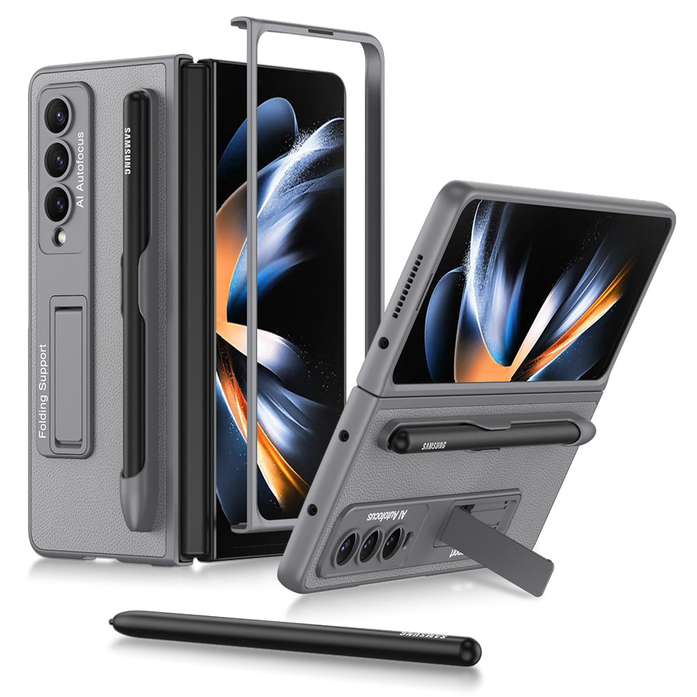 Leather Magnetic Adjustable Kickstand S Pen Slot Case for Galaxy Z Fold4