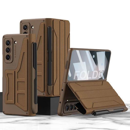 Warrior Leather Holder S Pen Slot Integrated Film Case for Galaxy Z Fold6