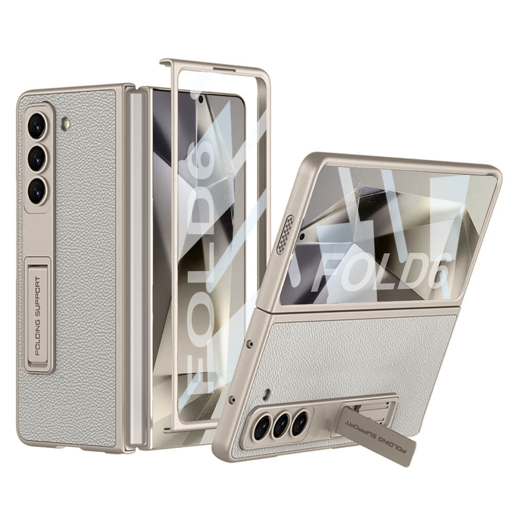 Leather Stand Case with Screen Protector Film for Galaxy Z Fold6