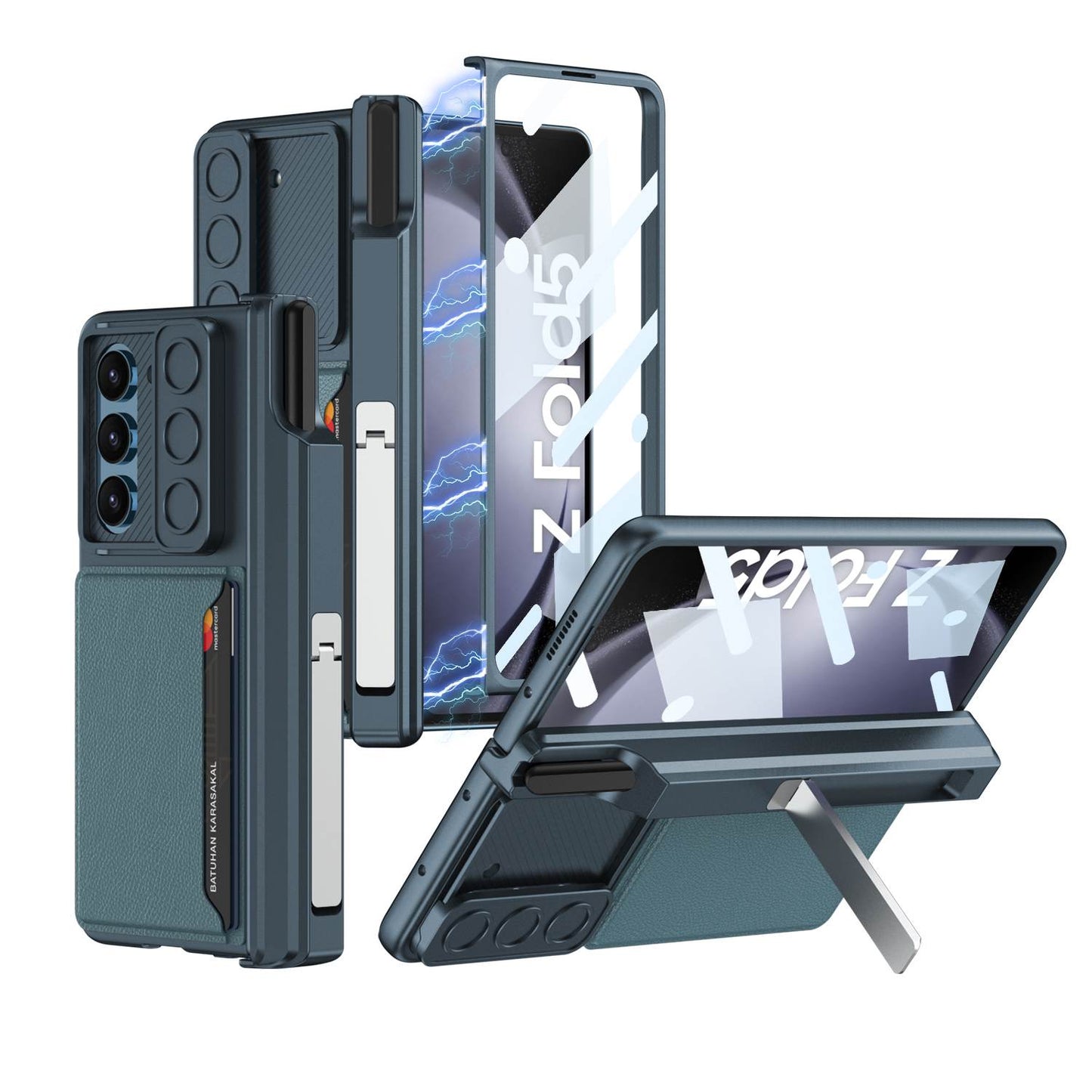 Magnetic Hinge Card Bag Holder S Pen Slot Integrated Screen Glass Leather Case for Galaxy Z Fold6