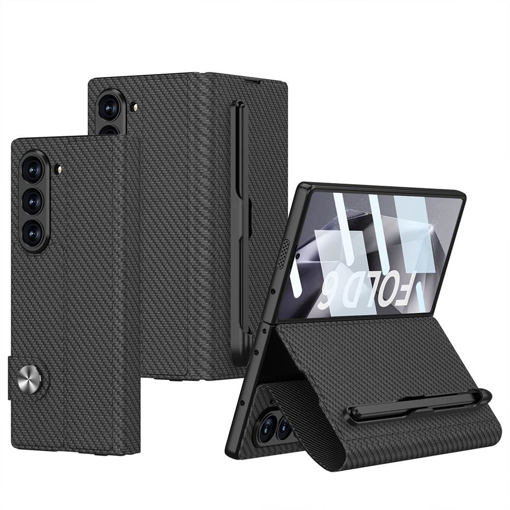 Magnetic Buckle Bracket S Pen Slot Integrated Film Leather Wallet Case for Galaxy Z Fold6