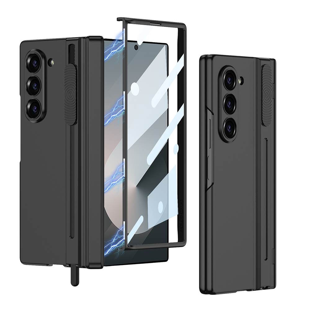 Magnetic Hinge Hidden Pull-out Pen & S Pen Slot Integrated Glass Film Case for Samsung Galaxy Z Fold6