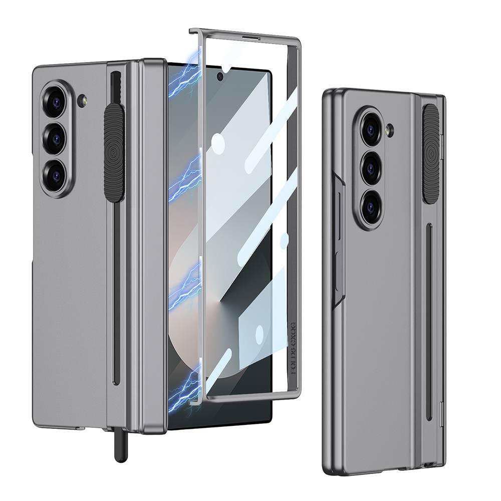 Magnetic Hinge Hidden Pull-out Pen & S Pen Slot Integrated Glass Film Case for Samsung Galaxy Z Fold6