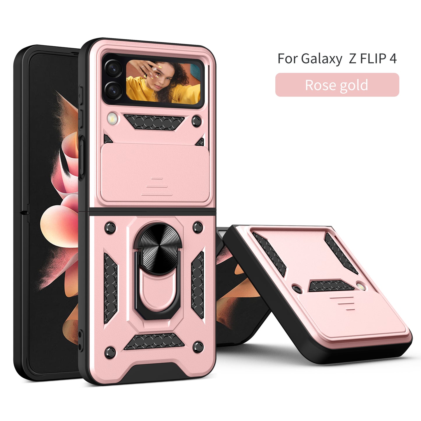 Drop Tested Cover with Magnetic Kickstand Car Mount Protective Case for Galaxy Z Flip4