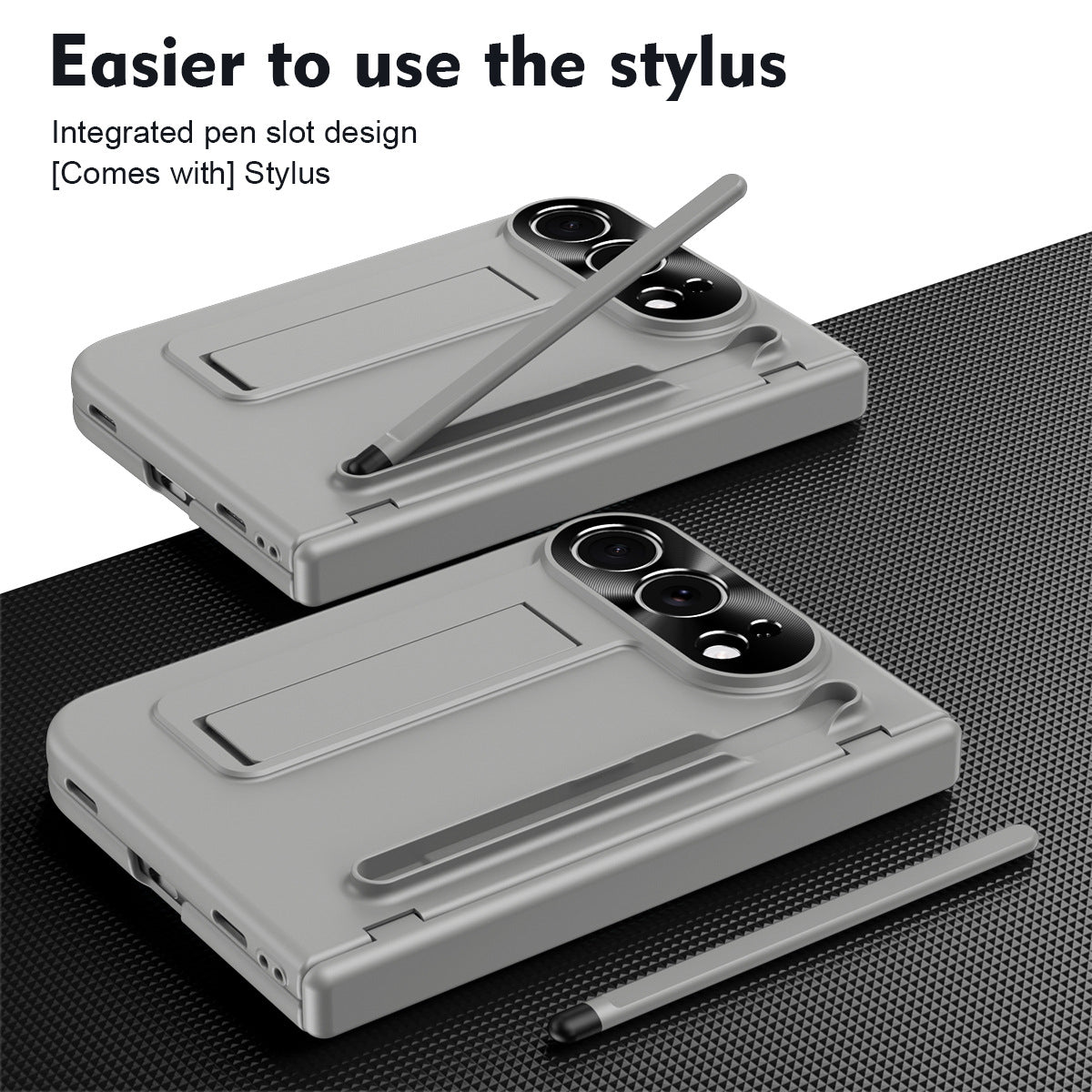 iPhone Duo | Matte Kickstand Case with Stylus Holder & Tempered Glass