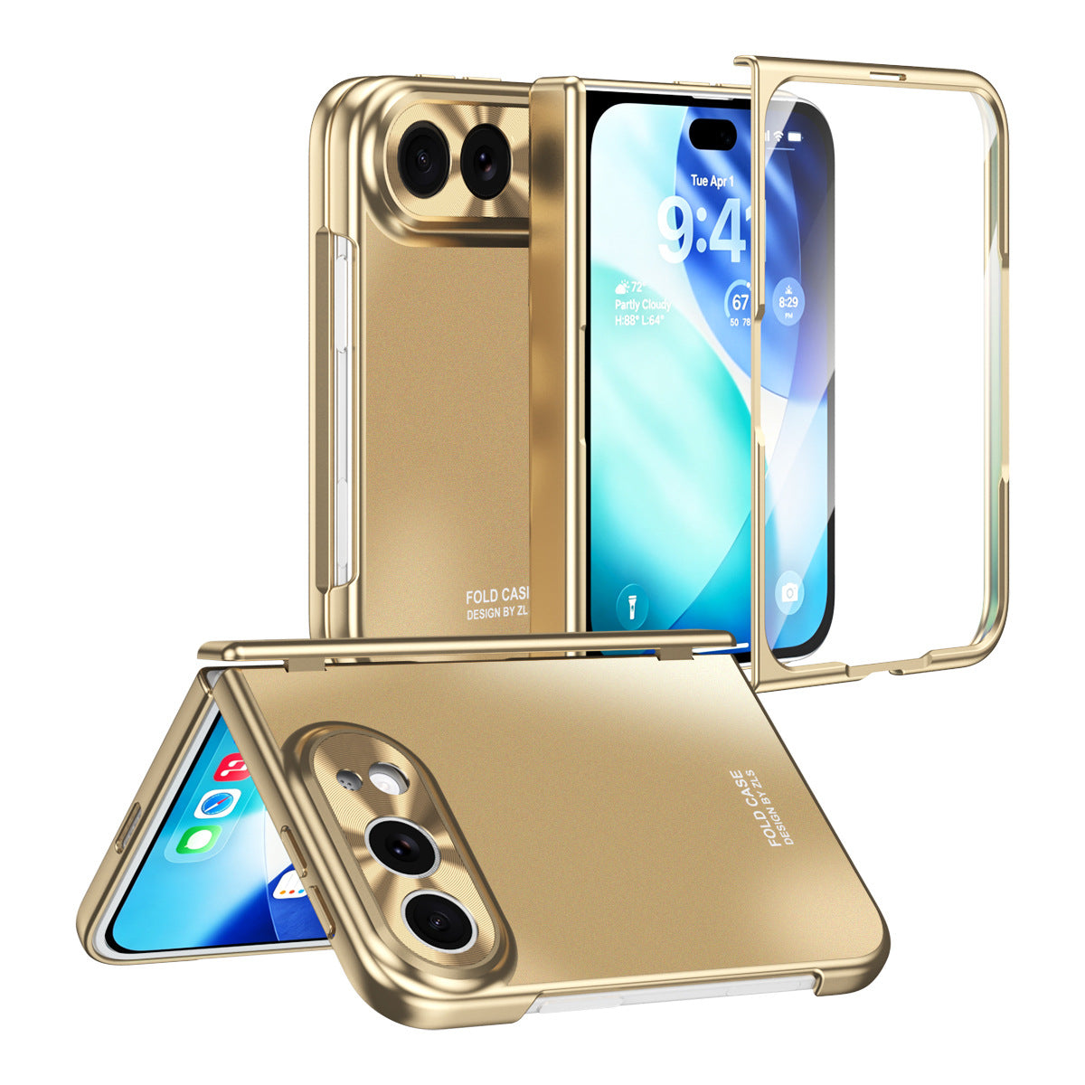 iPhone Duo | Smooth Electroplated Case with Hinge Protection & Tempered Glass