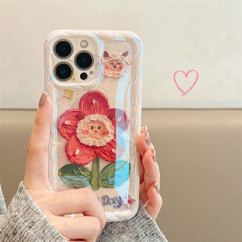 New Cute Oil Painting Flower iPhone Case