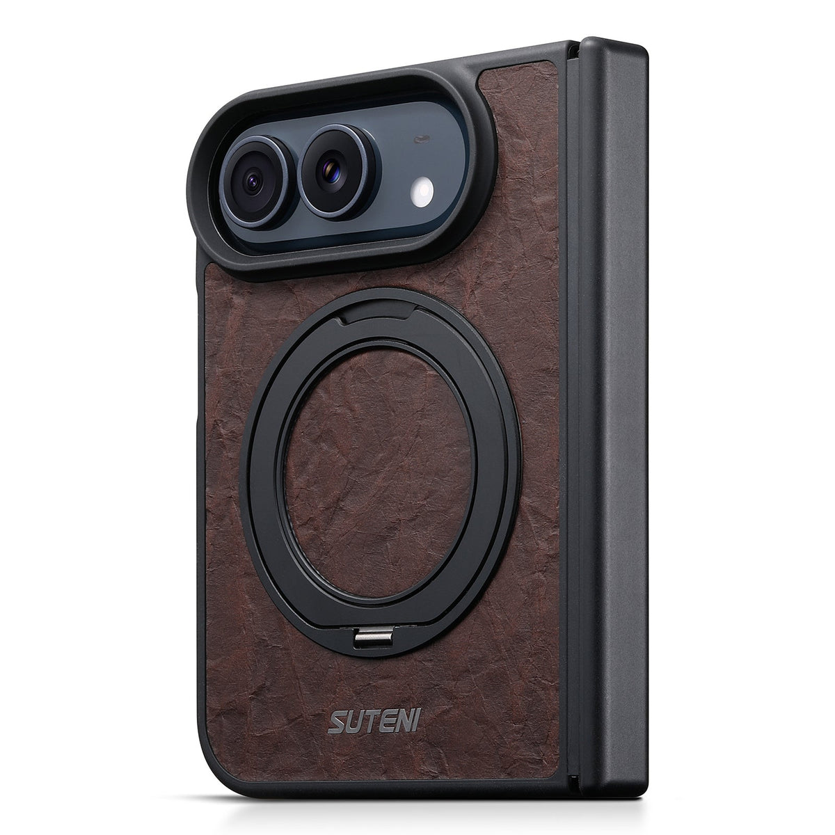 iPhone Duo | Vintage Magnetic Leather Case with Folding Ring Stand