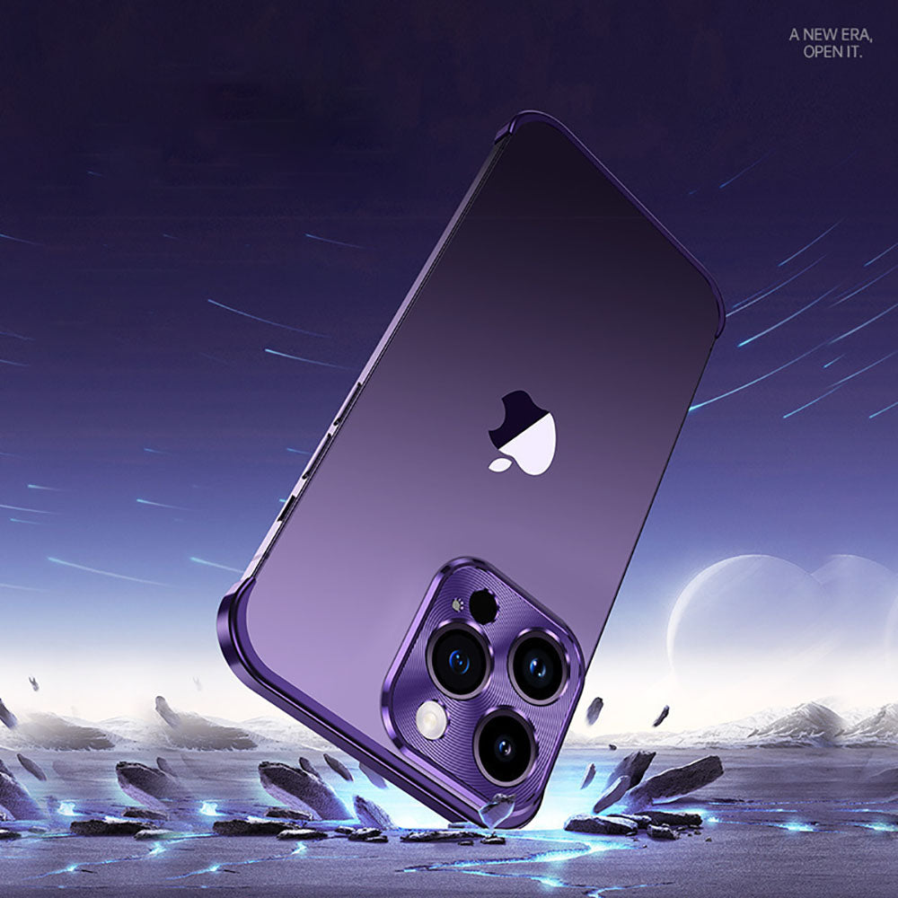 Metal Corner Pad True Frameless Anti-Fall Phone Case For iPhone